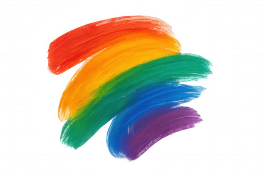 Rainbow paint brush stroke creating abstract colorful background or texture for pride and lgbtq themes