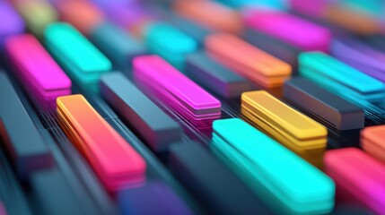 Colorful Abstract Pattern of Rectangular Shapes on a Digital Surface with Vivid Hues of Purple, Blue, Pink, and Green for Visual Art and Design Projects