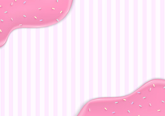 Melting cream with sprinkles on striped background