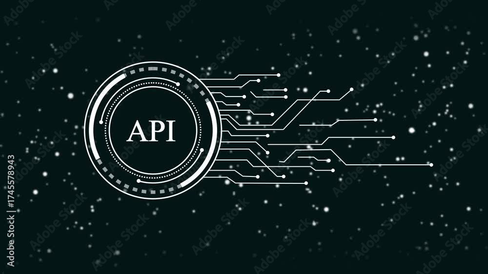 Wall mural futuristic a p i interface connection data flow digital network technology concept with glowing part