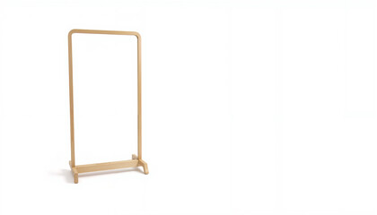 Minimalist wooden clothing rack on white background with copyspace for boxing day 