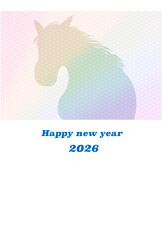 虹色の馬のシルエット・年賀状