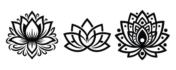 Lotus Flower Symbol – spiritual floral design, mandala lotus illustration, yoga meditation icon, sacred bloom vector, ornamental pattern art