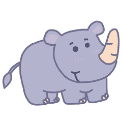 A cartoon rhino with a white tail