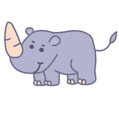 A cartoon rhino with a horn on its head
