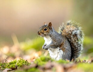 Obraz premium Grey squirrel in a forest setting
