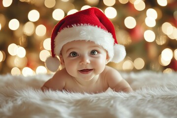 
Funny smiling baby santa claus. Funny smiling baby in santa claus costume