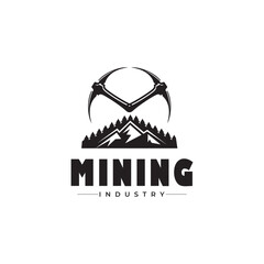 mining logo vintage vector illustration graphic design icon template