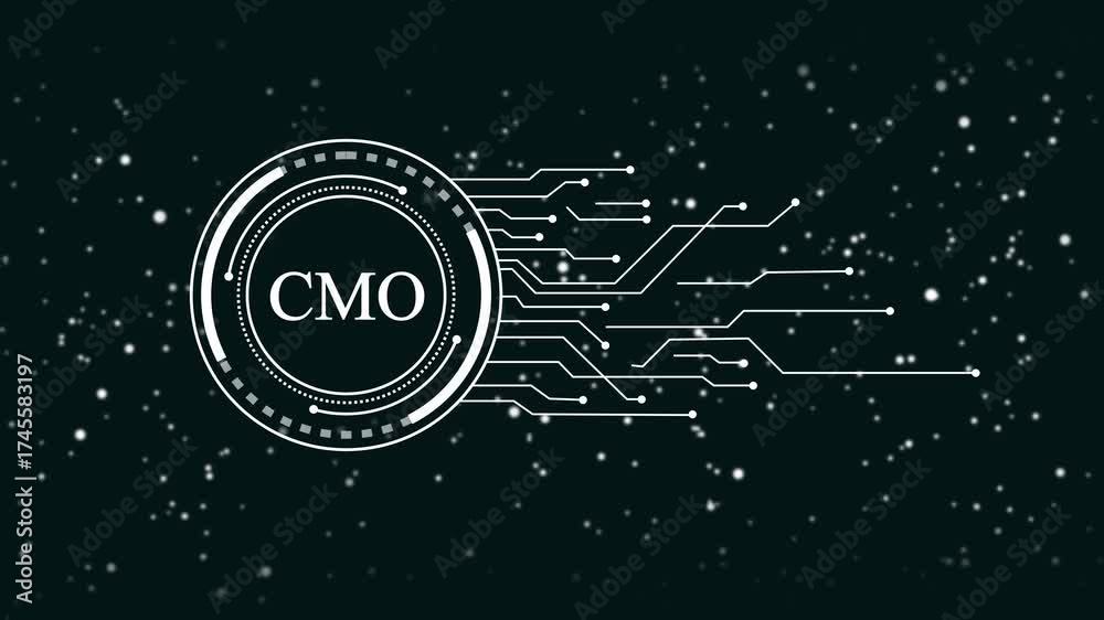 Wall mural digital c m o logo emblem abstract technology circuit network connection data flow futuristic interf