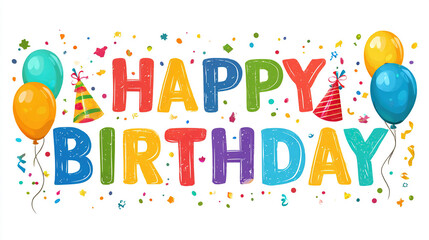 Colorful happy birthday balloon celebration banner