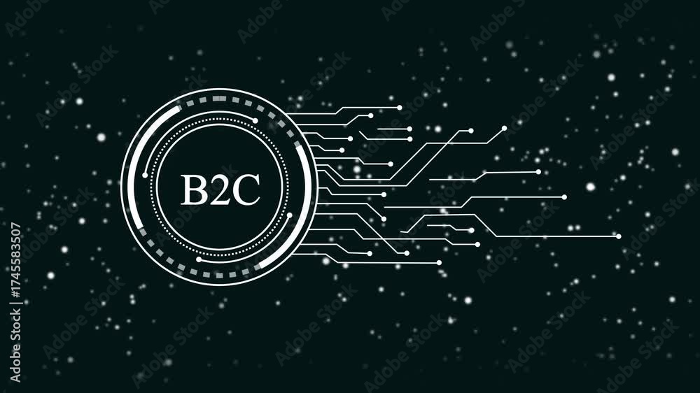 Wall mural b2 c business technology abstract circle interface connection digital network data flow futuristic g
