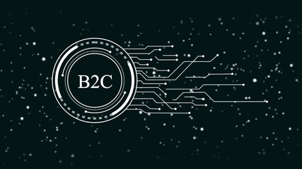 B2 C business technology abstract circle interface connection digital network data flow futuristic glowing particles dark background - Powered by Adobe