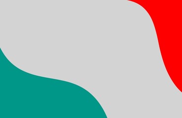 minimal background with red, gray, and green curved shapes