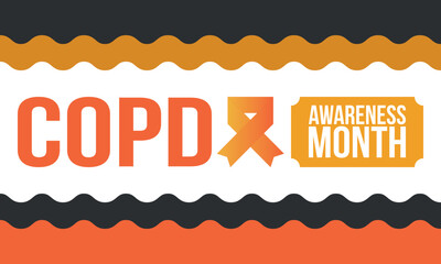 COPD Awareness Month in November. Chronic Obstructive Pulmonary Disease. Celebrated annual in United States. Medical health care and awareness design. Poster, card, banner and background. Vector