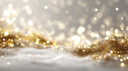 A gold and white background with a lot of glitter