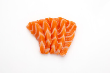 Salmon raw sashimi on white background