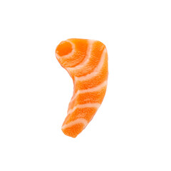 Salmon raw sashimi on white background