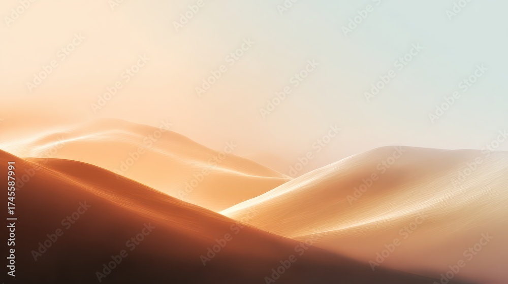 Sticker serene abstract gradient background with soft blurry dunes