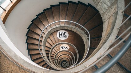 Spiral Staircase with Inspirational Messages Viewed From Above