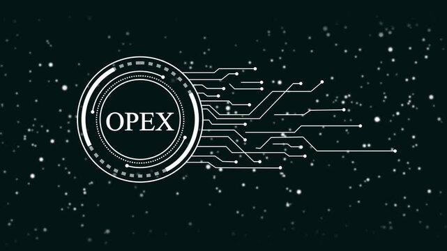 O P E X operational expenditure digital H U D interface technology concept futuristic glowing lines data analysis financial management business growth abstract background