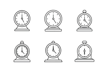 desk clock icon line art vector illustration