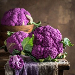 Purple Cauliflower in Rustic Setting