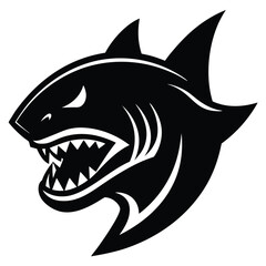 logo on white background head of a shark