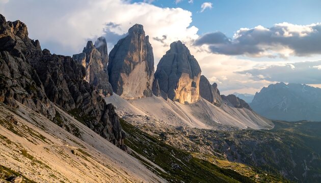Mountain peaks against the backdrop of a sunny sky