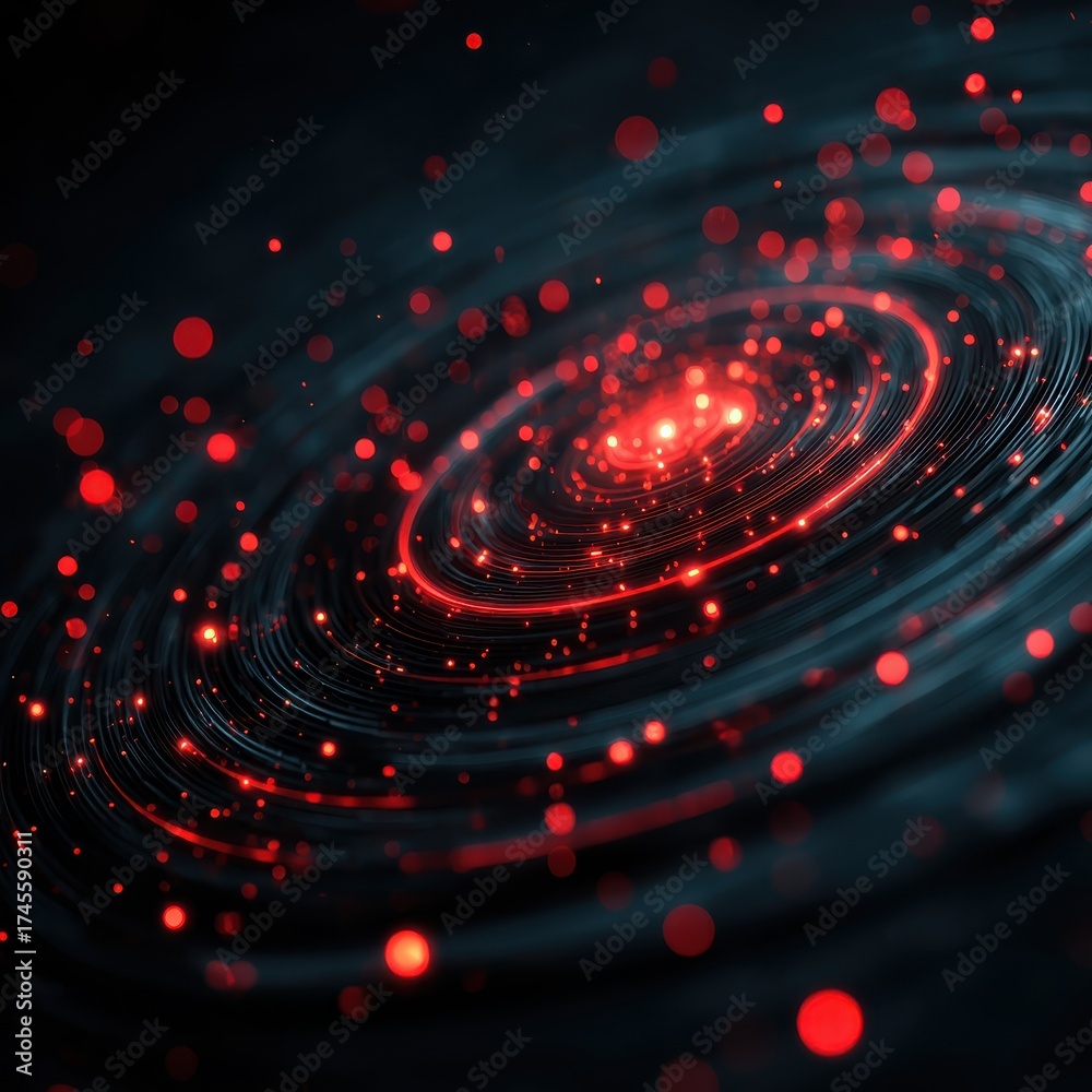 Canvas Prints abstract background of glowing red circles on dark sonic screen