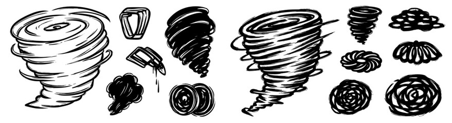 Dynamic Tornadoes Twisting and Swirling in Abstract Designs, Depicting Powerful Weather Events, Natural Disasters, Storms, and Environmental Chaos, Ideal for Education, Graphics, and Awareness Campaig