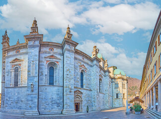 Panorama of Cathedral walls, Como, Lombardy, Italy
