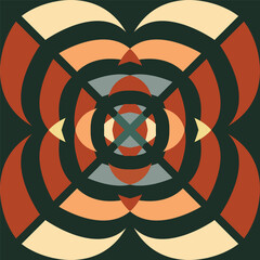 Earthy Layered Petal Cross Mandala Seamless Vector Pattern