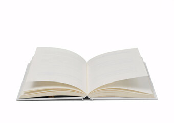 Obraz premium An open blank notebook with white pages, isolated on white background, ready for writing or drawing, symbolizing creativity and ideas