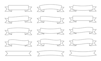 Simple ribbon set, white, plain, vector illustration, design, heading material