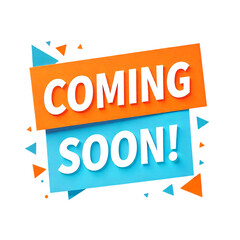 Vibrant orange and blue geometric banner with 'Coming Soon!' text, perfect for promotions and teasers