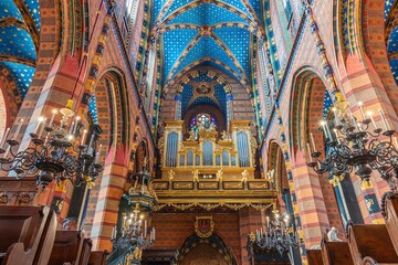 Obraz premium The organ in St. Mary's Basilica in Krakow, Poland