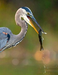 Grey Heron with Fish Catch