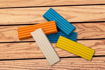 Different colored plasticine Educational games for children.