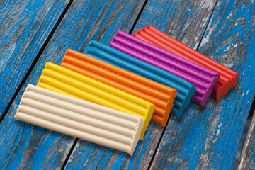 Different colored plasticine Educational games for children.
