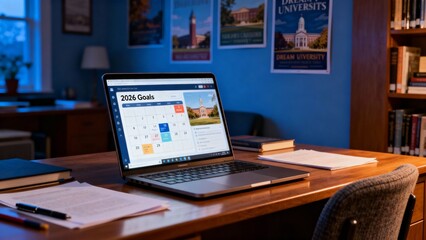 2026목표를세우는학생의새벽공부노트북화면