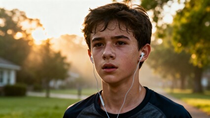 새벽공원조깅하는학생