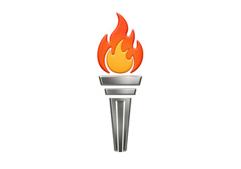 Burning torch isolated on transparent background