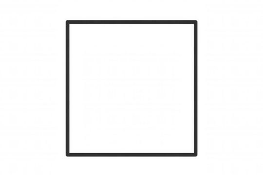 Minimalist black rectangular frame on solid dark transparent checkered background vector illustration