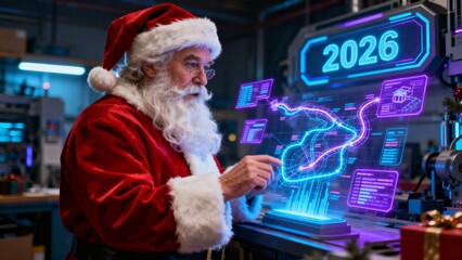 미래기술홀로그램을보는산타클로스