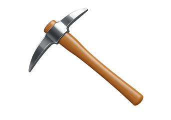 Metal and wood pickaxe isolated on transparent background