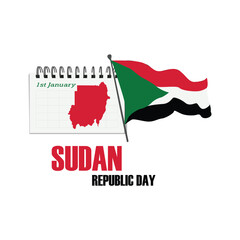 Sudan republic day banner illustration on whtie background