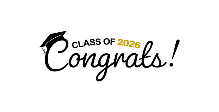 Class of 2026 Congrats Gold Graduation Cap Design Graphic