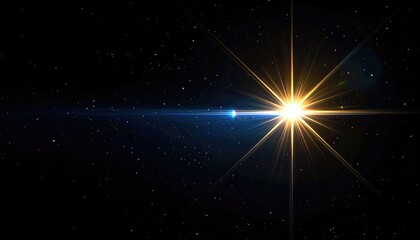 Dazzling Starburst Over Cosmic Background with Glittering Stars