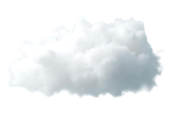 Single puffy white cloud isolated on transparent background, perfect for design elements or weather concepts