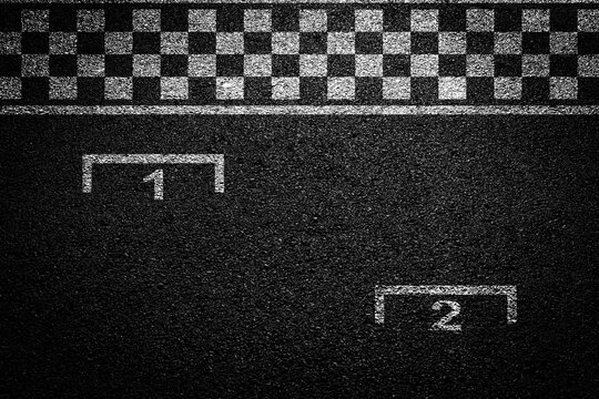 Race Track. Start and finish line racing. Start or finish on car race. Pole position in race.